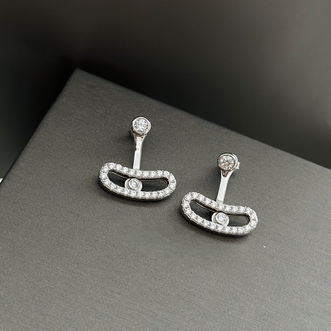 [Love's Uplift ]MOVE UNO SILVER DIAMOND EARRINGS