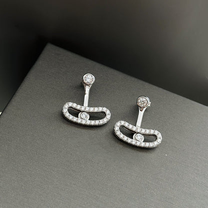 [Love's Uplift ]MOVE UNO SILVER DIAMOND EARRINGS