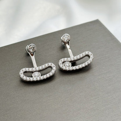 [Love's Uplift ]MOVE UNO SILVER DIAMOND EARRINGS