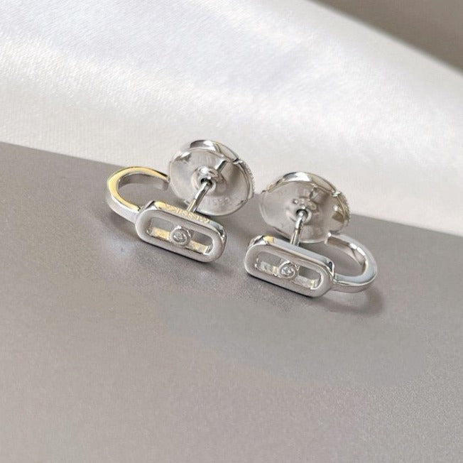 [Love's Uplift ]CREOLES MOVE UNO MINI 1 DIAMOND EARRINGS