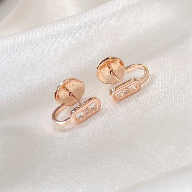 [Love's Uplift ]CREOLES MOVE UNO MINI 1 DIAMOND EARRINGS