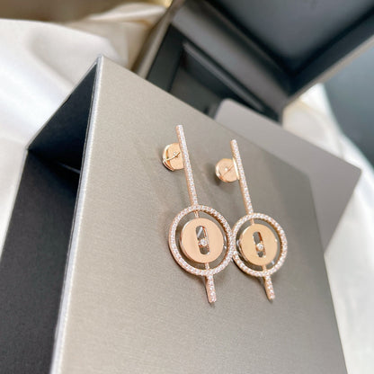 [Love's Uplift ]LUCKY MOVE ARROW PINK GOLD DIAMOND EARRINGS