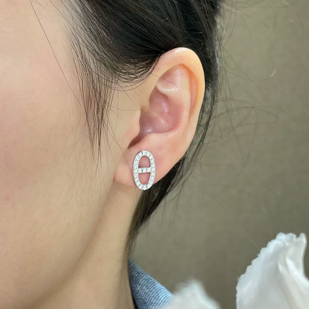 [Love's Uplift]HM FULL DIAMOND PIG NOSE STUD EARRINGS