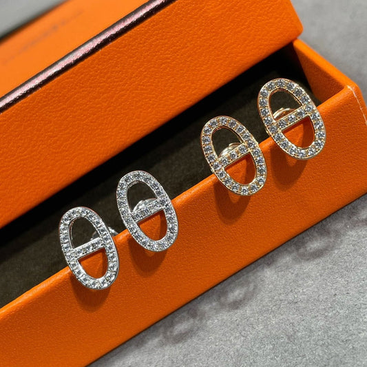 [Love's Uplift]HM FULL DIAMOND PIG NOSE STUD EARRINGS