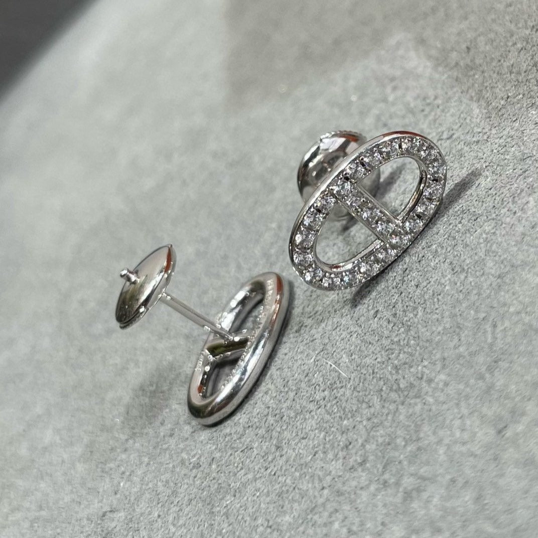 [Love's Uplift]HM FULL DIAMOND PIG NOSE STUD EARRINGS