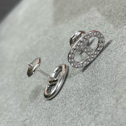 [Love's Uplift]HM FULL DIAMOND PIG NOSE STUD EARRINGS