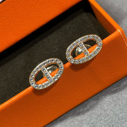 [Love's Uplift]HM FULL DIAMOND PIG NOSE STUD EARRINGS