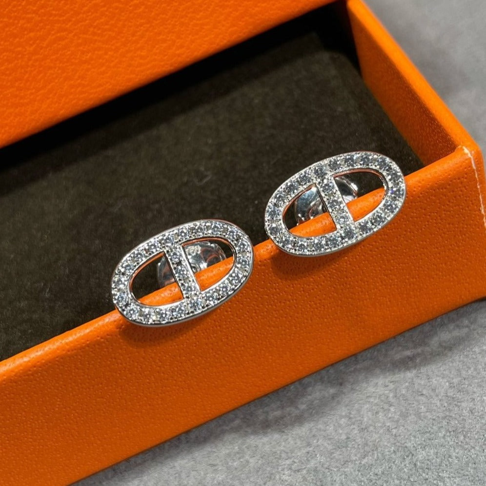 [Love's Uplift]HM FULL DIAMOND PIG NOSE STUD EARRINGS
