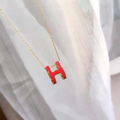 [Love's Uplift]HM CLIC RED ENAMEL GOLD NECKLACE