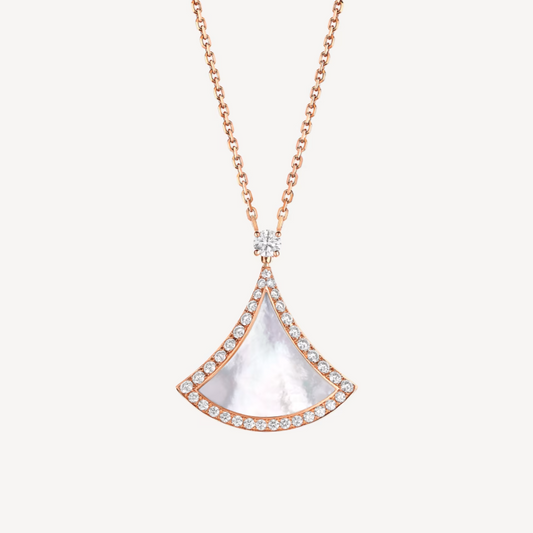[Love's Uplift]DREAM MOP DIAMOND PAVED PINK GOLD NECKLACE