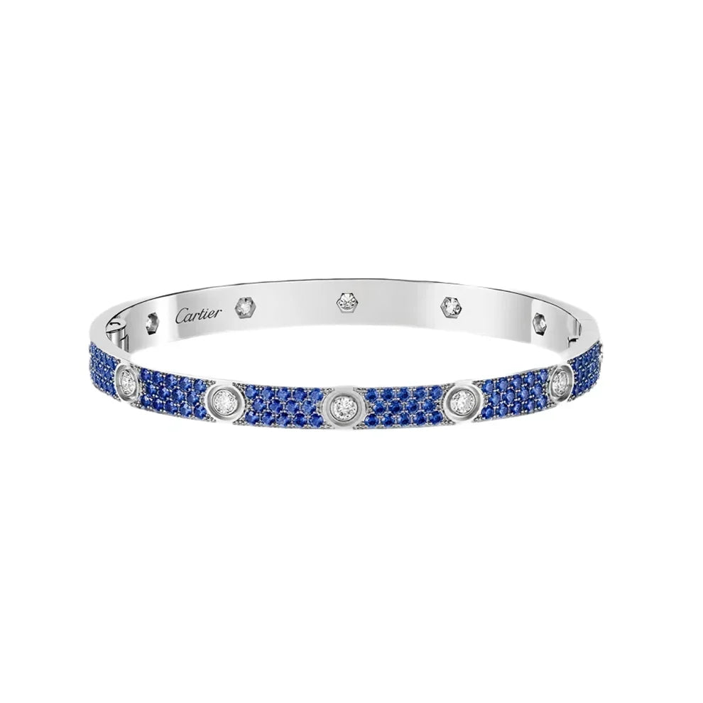 [Love's Uplift]Pave Gemstone Love &Force Large Horseshoe Diamond Duo Bracelet Stack Set