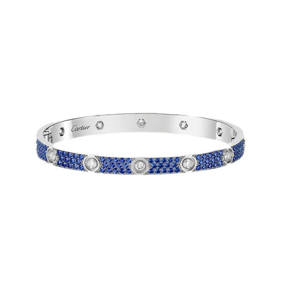 [Love's Uplift]Pave Gemstone Love &Force Large Horseshoe Diamond Duo Bracelet Stack Set