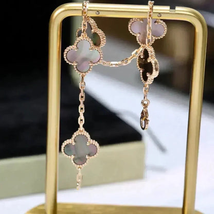 [Love's Uplift] CLOVER 5 MOTIF GRAY MOP BRACELET COLLECTION