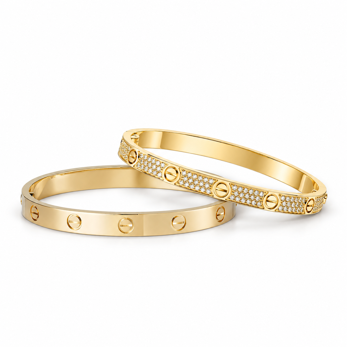 [Love's Uplift] LOVE  Classic & Diamond-Paved Bracelet Stack Set