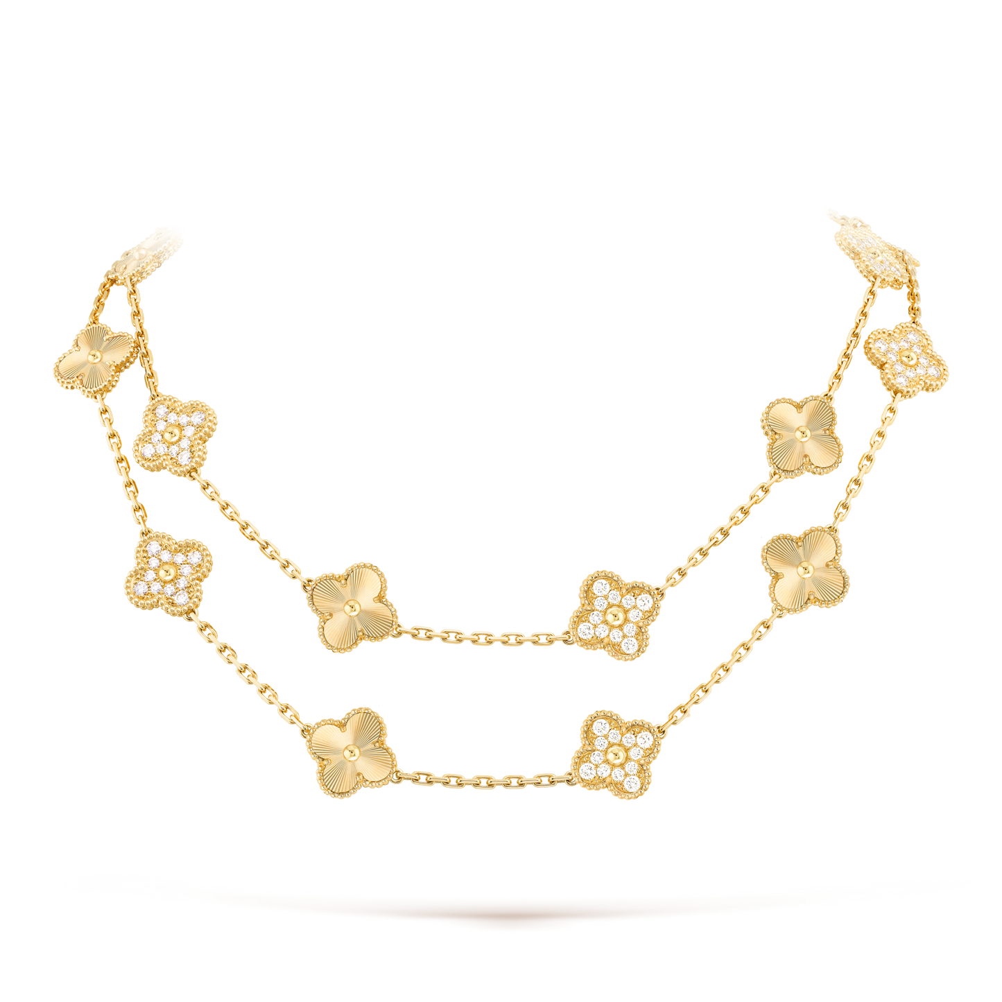 [Love's Uplift]CLOVER 20 MOTIFS LASER DIAMOND NECKLACE