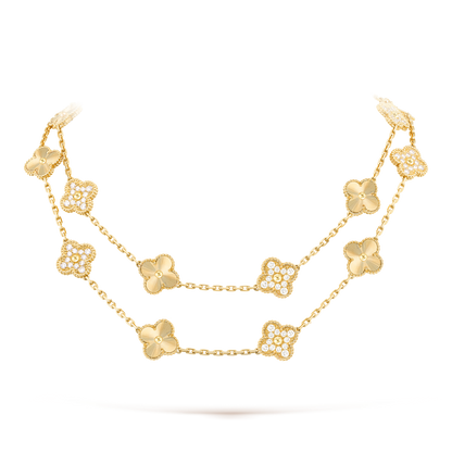 [Love's Uplift]CLOVER 20 MOTIFS LASER DIAMOND NECKLACE
