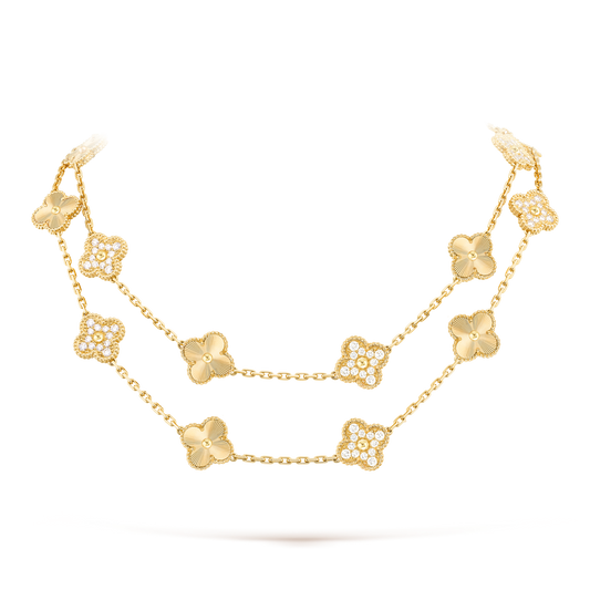[Love's Uplift]CLOVER 20 MOTIFS LASER DIAMOND NECKLACE