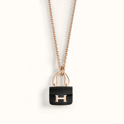 [Love's Uplift]CONSTANCE BLACK PEDANT PINK GOLD NECKLACE
