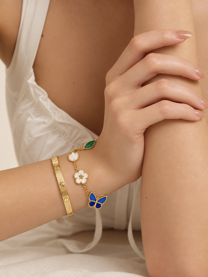 [Love's Uplift] Lucky Spring Butterfly 5-Motif & LOVE Unlimited Bracelet Stack Set