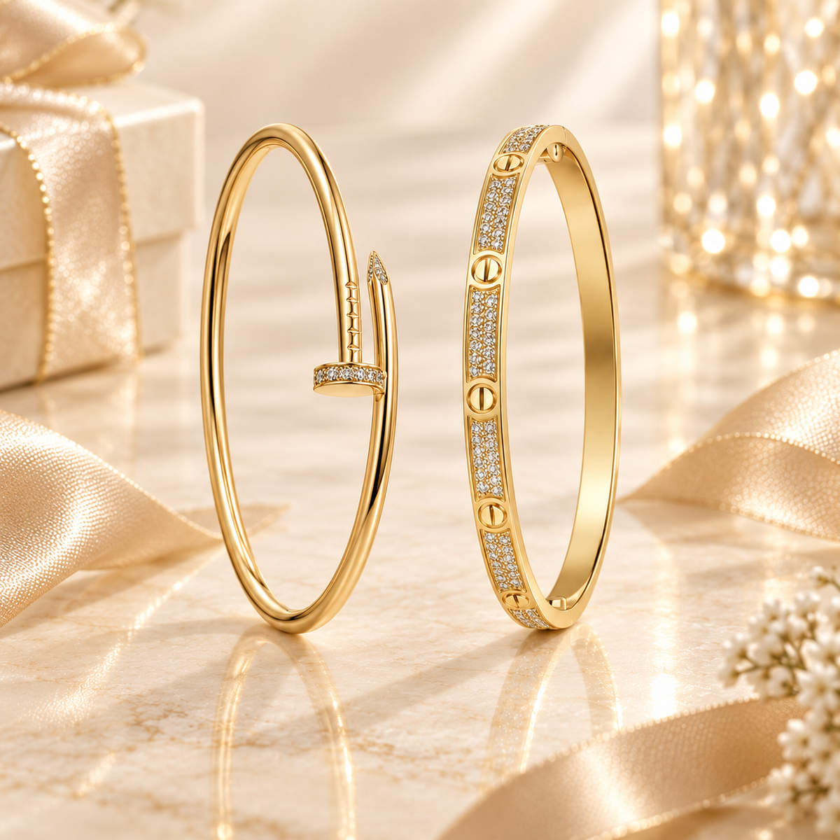 [Love's Uplift] JUSTE Diamond & LOVE Diamond-Paved Bracelet Stack Set