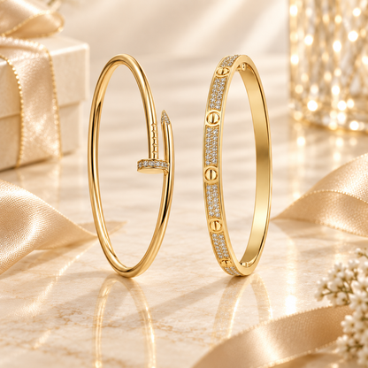 [Love's Uplift] JUSTE Diamond & LOVE Diamond-Paved Bracelet Stack Set