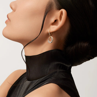 [Love's Uplift]TRINITY HALF DIAMOND  EARRINGS