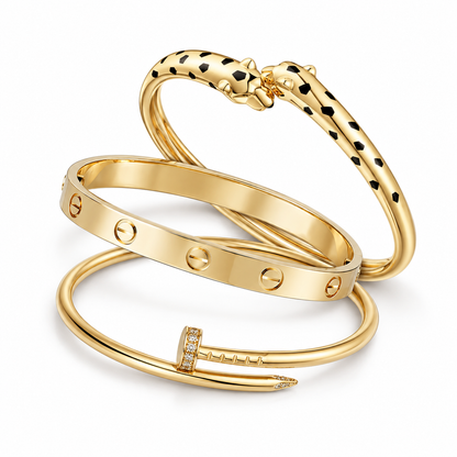 [Love's Uplift] Panthère & LOVE  & JUSTE  Diamond Bracelet Stack Set