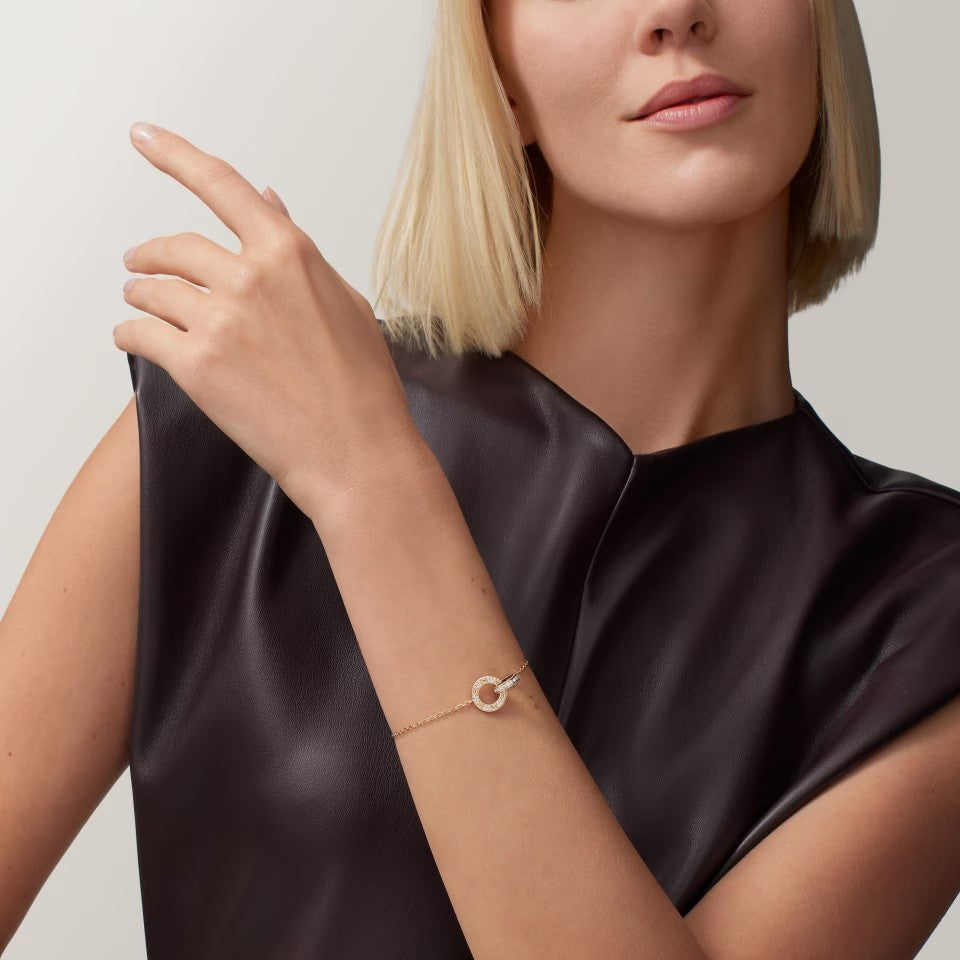 [Love's Uplift]LOVE DOUBLE RING FULL DIAMOND BRACELET