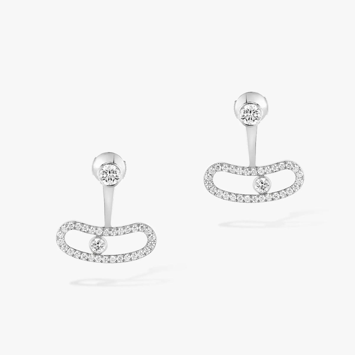 [Love's Uplift ]MOVE UNO SILVER DIAMOND EARRINGS
