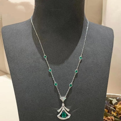 [Love's Uplift]DREAM NECKLACE MALACHITE DIAMOND SILVER