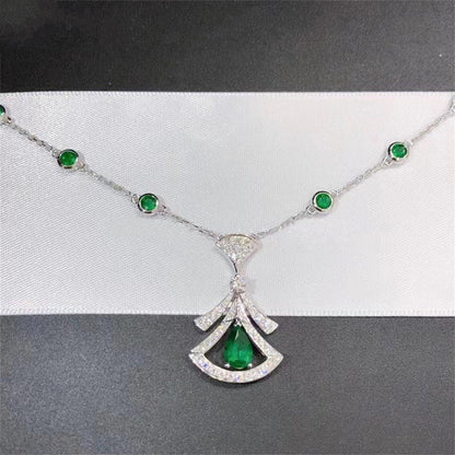 [Love's Uplift]DREAM NECKLACE MALACHITE DIAMOND SILVER