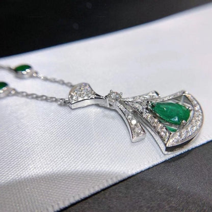 [Love's Uplift]DREAM NECKLACE MALACHITE DIAMOND SILVER