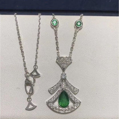 [Love's Uplift]DREAM NECKLACE MALACHITE DIAMOND SILVER