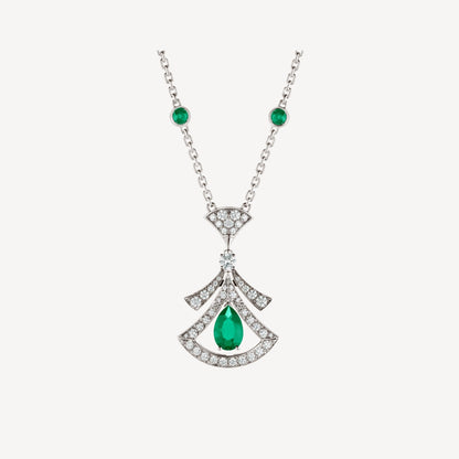 [Love's Uplift]DREAM NECKLACE MALACHITE DIAMOND SILVER
