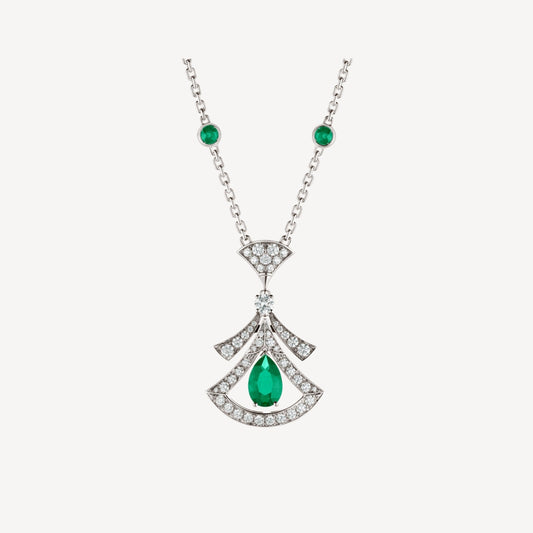 [Love's Uplift]DREAM NECKLACE MALACHITE DIAMOND SILVER