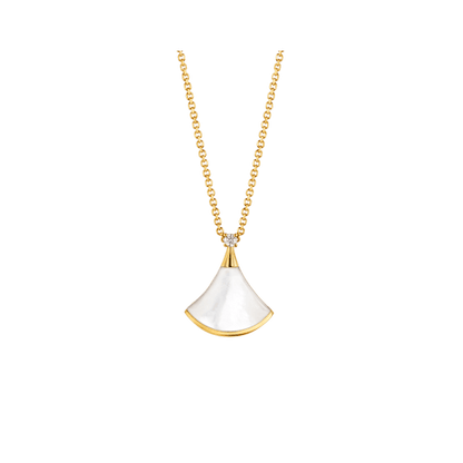 [Love's Uplift]DREAM NECKLACE WHITE MOP GOLD 1 DIAMOND