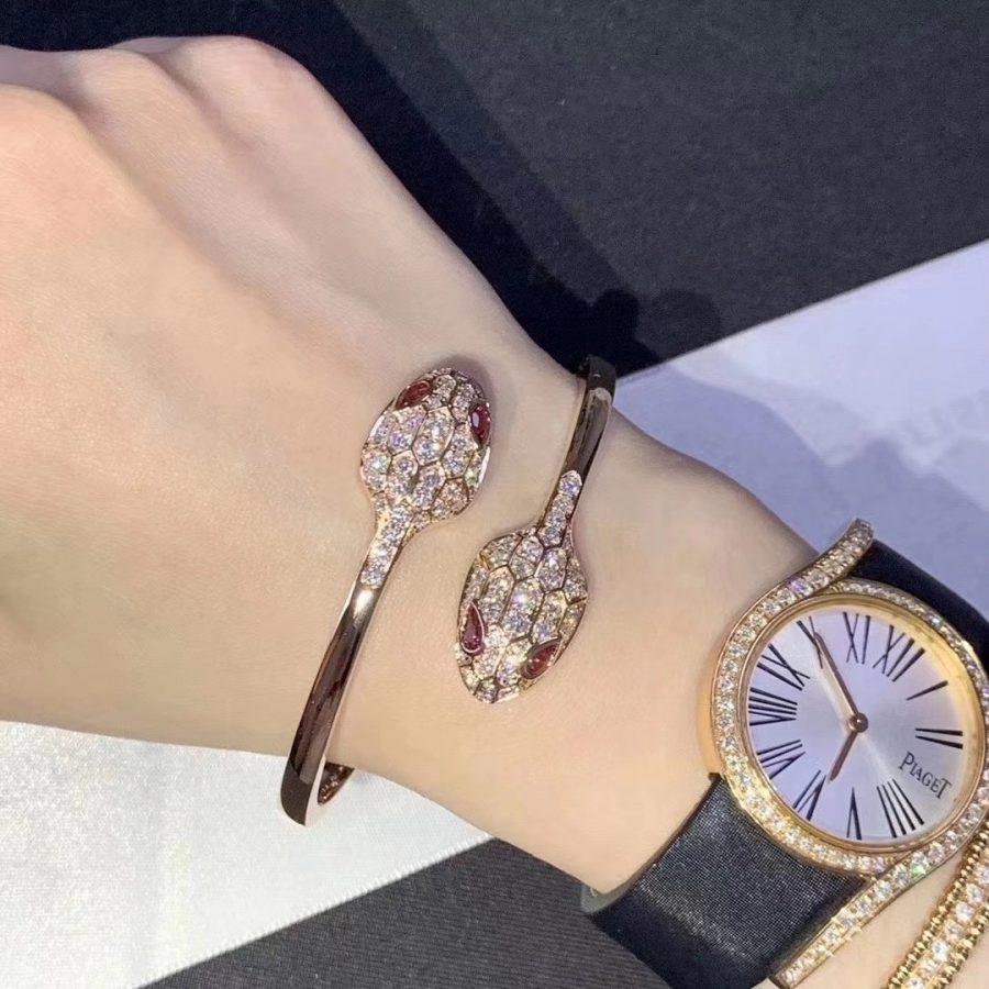 [Love's Uplift]SERPENTI BRACELET PINK GOLD DIAMOND DOUBLE SNAKE