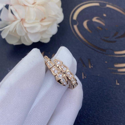 [Love's Uplift]SERPENTI RING PINK GOLD DIAMOND PAVED 4MM