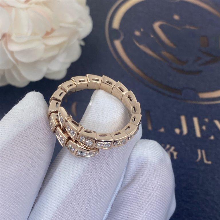 [Love's Uplift]SERPENTI RING PINK GOLD DIAMOND PAVED 4MM