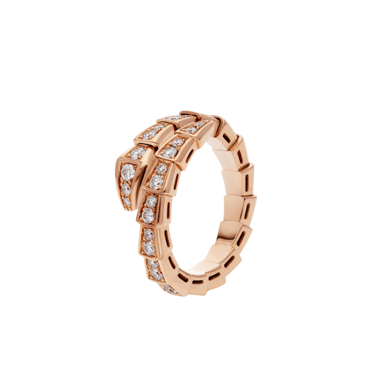 [Love's Uplift]SERPENTI RING PINK GOLD DIAMOND PAVED 4MM