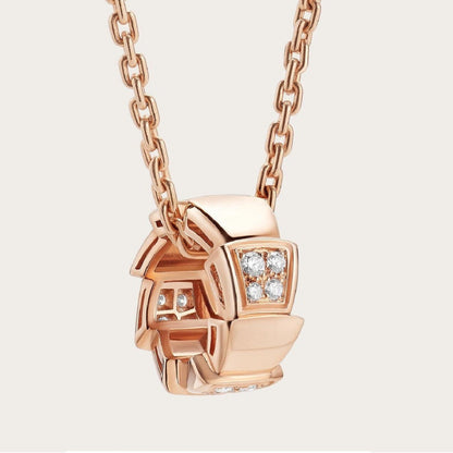 [Love's Uplift]SERPENTI PEDANT DIAMOND PINK GOLD NECKLACE