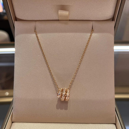 [Love's Uplift]SERPENTI PINK GOLD NECKLACE DOUBLE RING DIAMOND