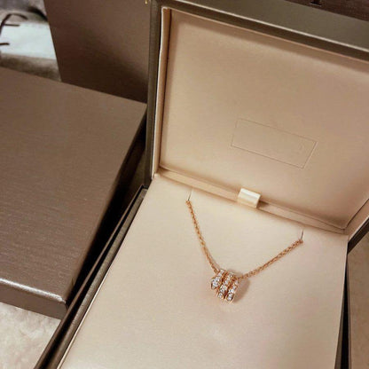 [Love's Uplift]SERPENTI PINK GOLD NECKLACE DOUBLE RING DIAMOND