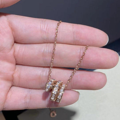 [Love's Uplift]SERPENTI PINK GOLD NECKLACE DOUBLE RING DIAMOND