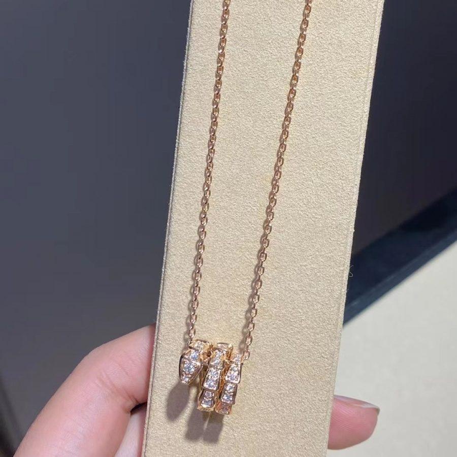 [Love's Uplift]SERPENTI PINK GOLD NECKLACE DOUBLE RING DIAMOND