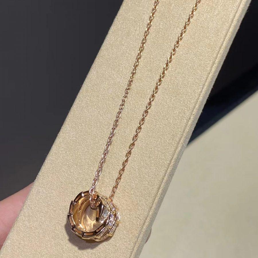[Love's Uplift]SERPENTI PINK GOLD NECKLACE DOUBLE RING DIAMOND