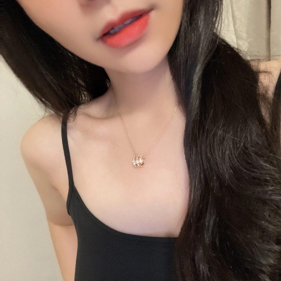 [Love's Uplift]SERPENTI PINK GOLD NECKLACE DOUBLE RING DIAMOND