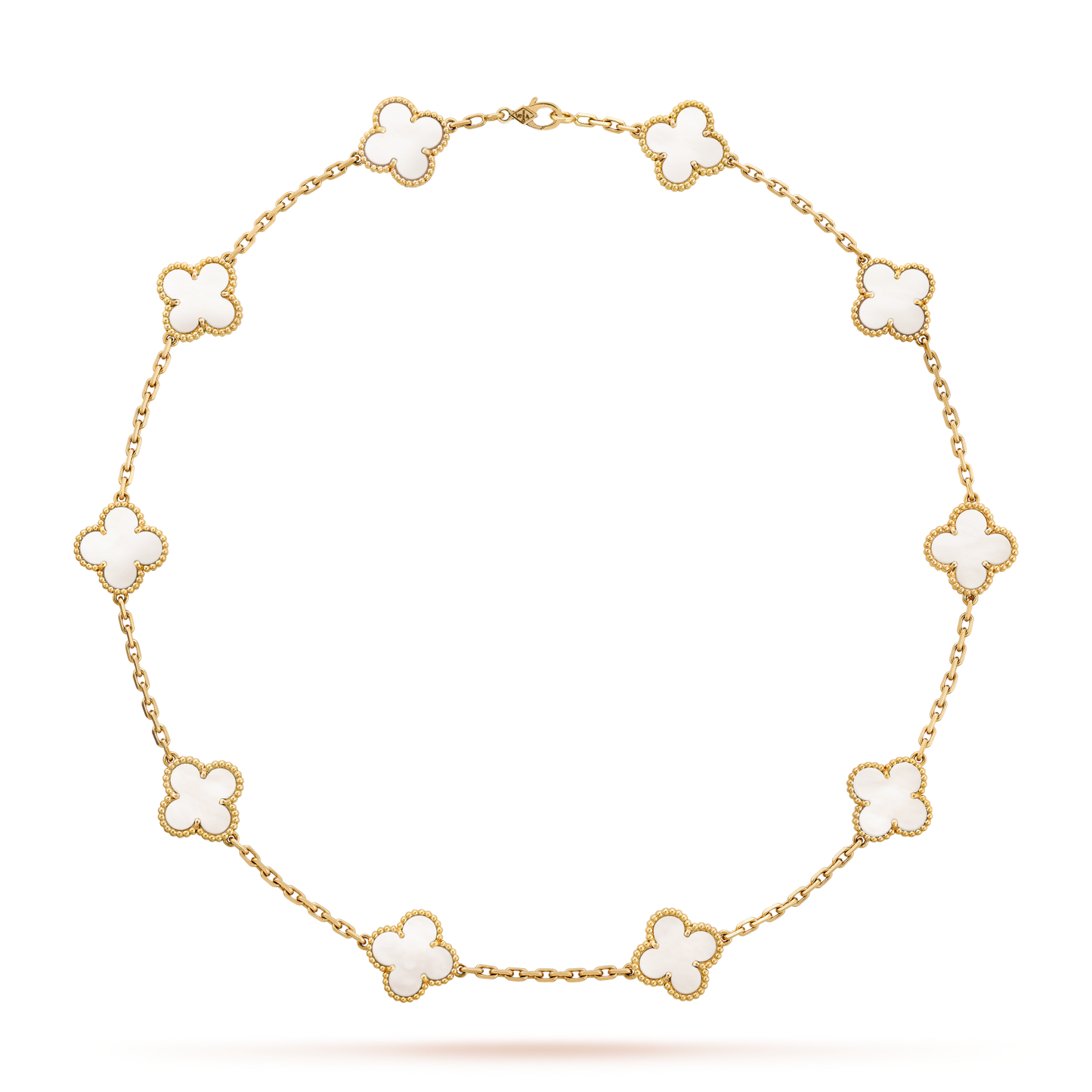 [Love's Uplift]CLOVER 10 MOTIFS WHITE MOTHER OF PEARL NECKLACE