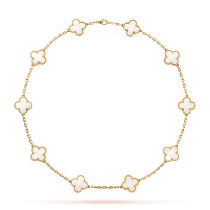 [Love's Uplift]CLOVER 10 MOTIFS WHITE MOTHER OF PEARL NECKLACE