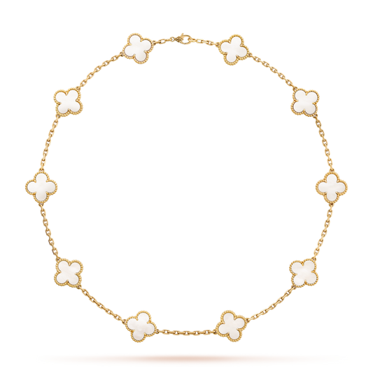 [Love's Uplift]CLOVER 10 MOTIFS WHITE MOTHER OF PEARL NECKLACE